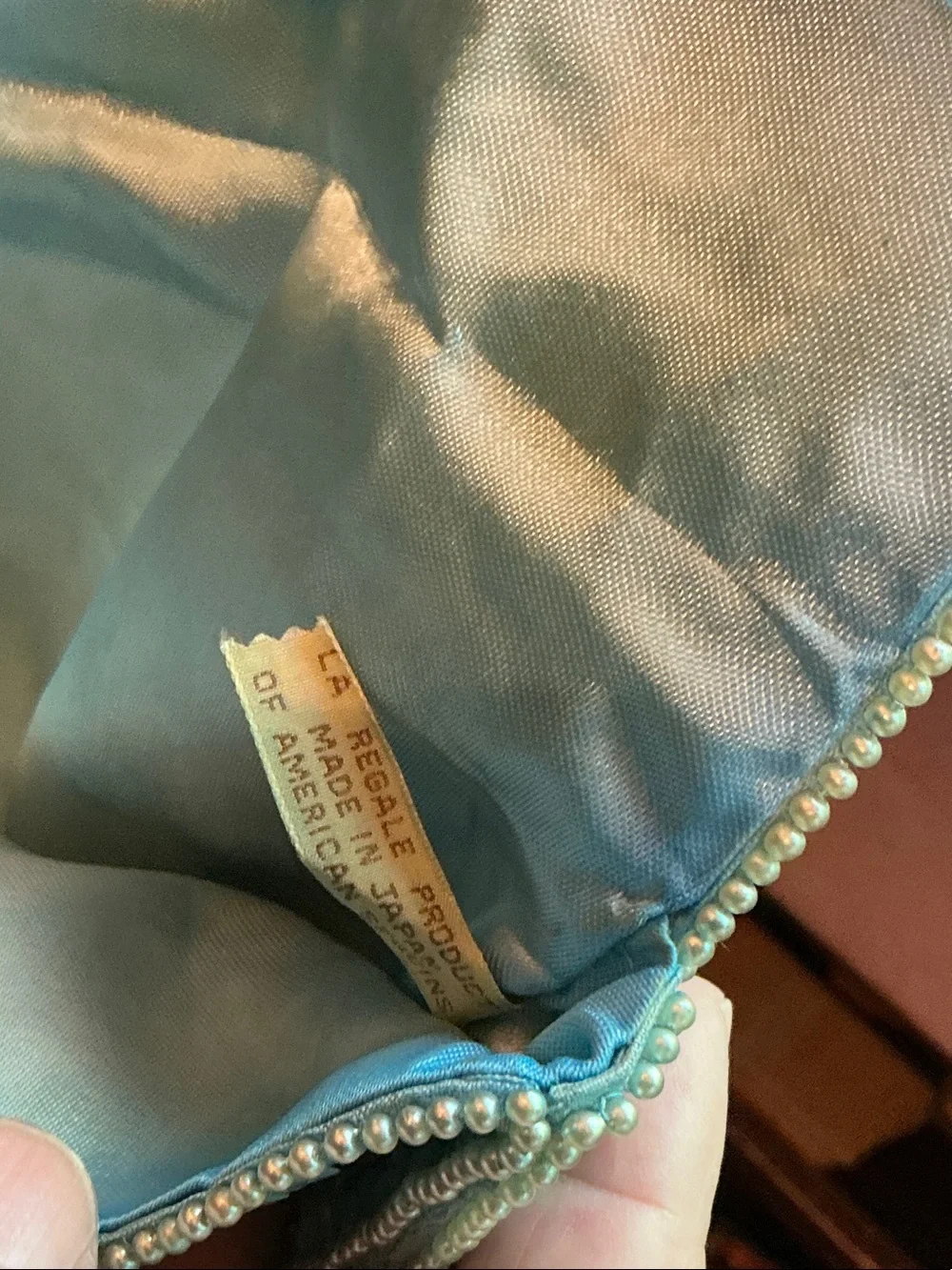 Turquoise LA Regal  Sequin & Pearl Trim VINTAGE Clutch